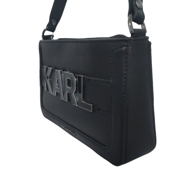 KARL LAGERFELD Enamel Logo Leather Shoulder Bag - Picture 4 of 7